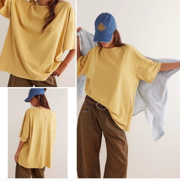 FREE PEOPLE WE THE FREE Devon Tee In Pampas. Size XS NWT - Picture 1 of 4